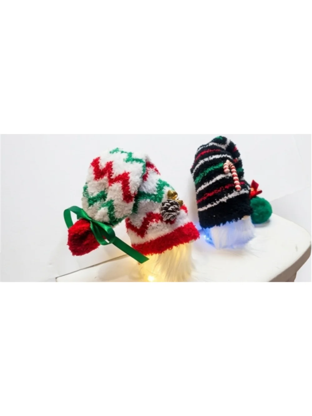 Handmade Light Up Christmas Gnome Shelf Sitter | LED Glowing Holiday Table Decor